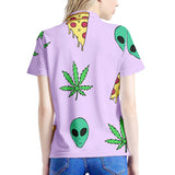 Alien Pizza Weed - Women's All Over Print Polo Shirt