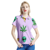 Alien Pizza Weed - Women's All Over Print Polo Shirt